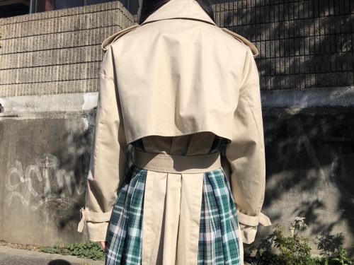 スプリングコート　ロングコート　デザインコート