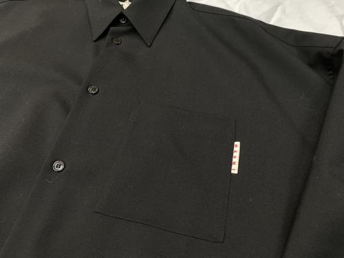 ロングスリーブウールシャツのポーチ付クリアトートバッグ