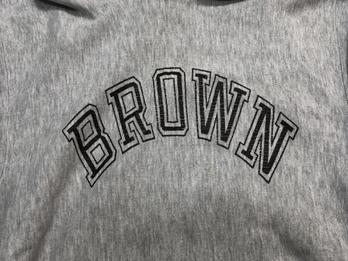80S'「BROWN」プリントリバースウィーブスウェットのヴィンテージ