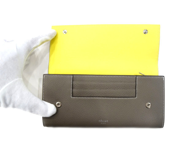 CELINE - セリーヌ ラウンドファスナー 長財布 グレー ベージュ