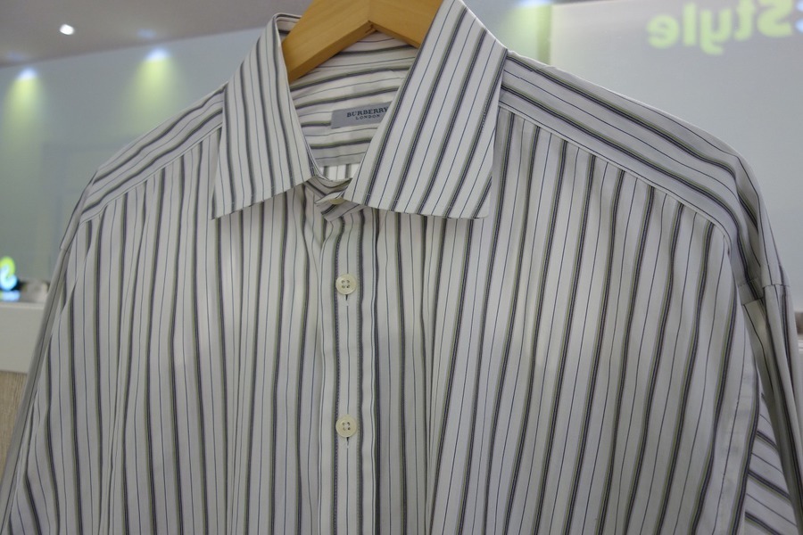 バーバリーロンドン/斜線ストライプシャツ バーバリー Burberry London ストライプメンズシャツ M