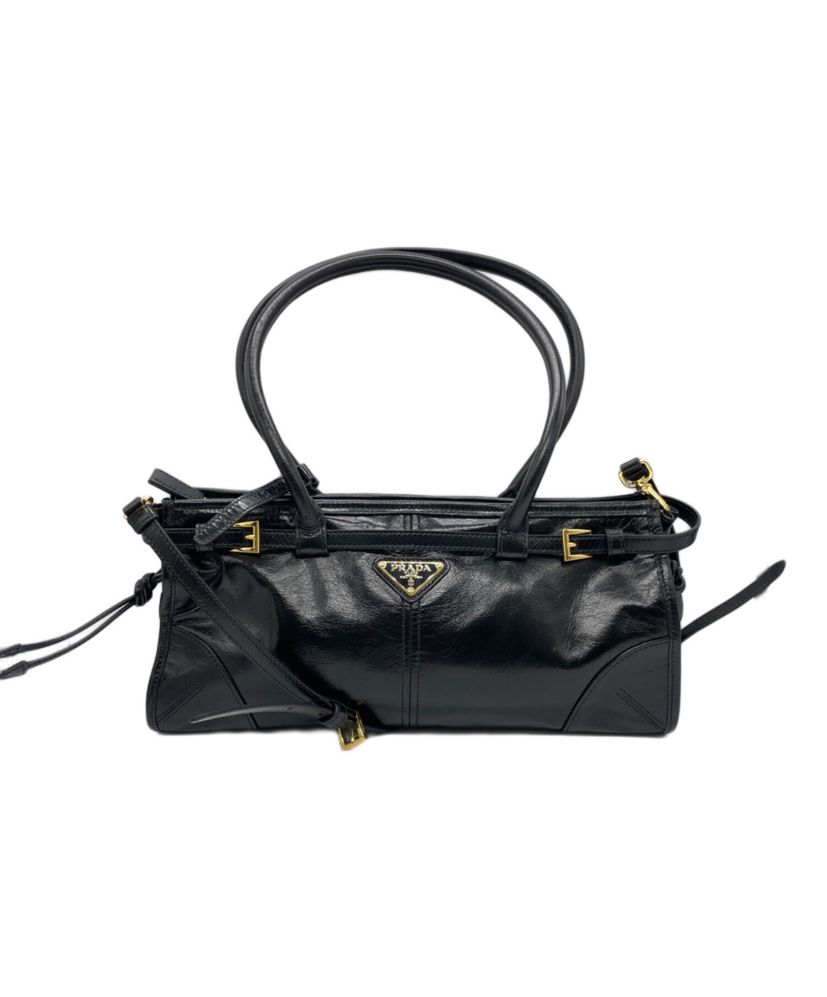 ほぼ新品　PRADA プラダ ボニー ミディアム レザー ハンドバッグ PRADA / プラダ】ボニー ミディアム レザー ハンドバッグ | ミニマルな