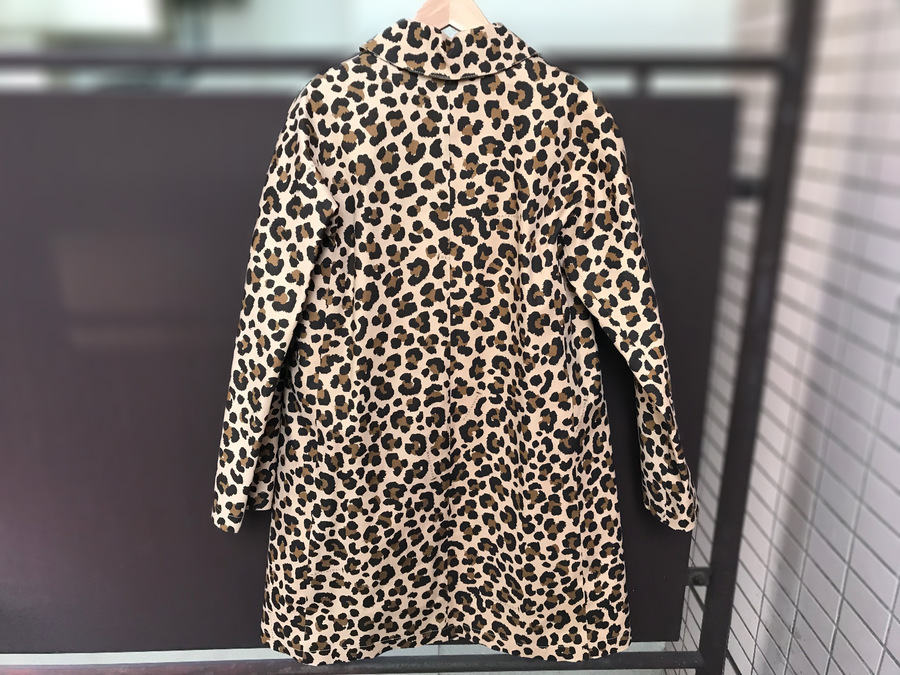 美品 マッキントッシュ ステンカラーコート レオパード ゴム引き ロング 紺色