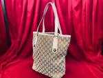 (中古)GUCCI トートバッグ 人気ハイブランド【GUCCI/グッチ】よりGGキャンバスレザートートバッグ