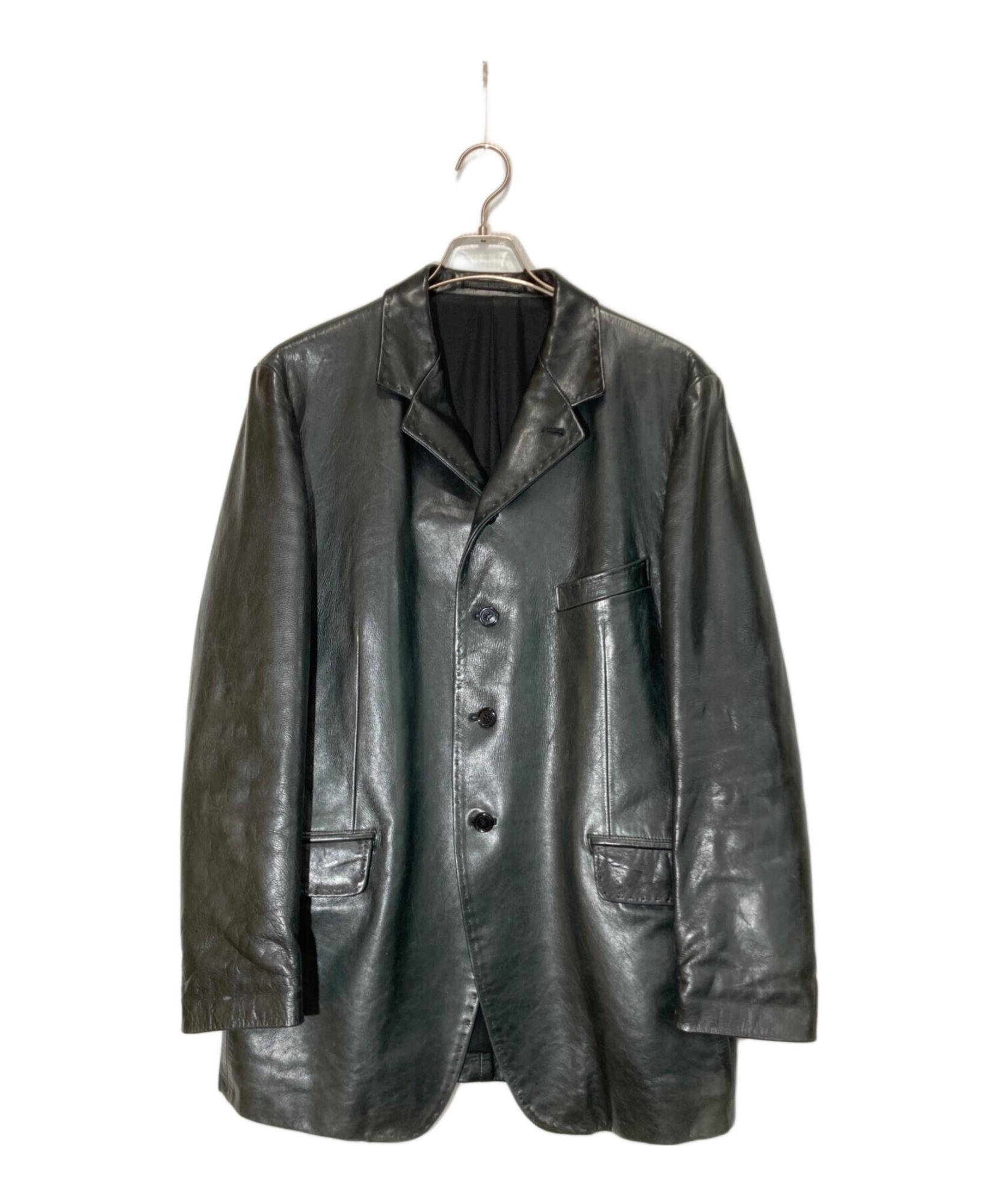 Yohji Yamamoto pour homme】レザーテーラードジャケット 圧倒的な存在