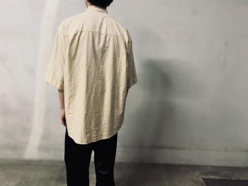 オーラリーのウォッシュドフィンクスツイル ハーフスリーブビッグシャツ