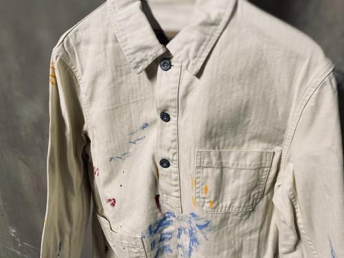 ナイジェルケーボンのプルオーバーペイントシャツ/19AW POH DECK SHIRT PAINT SPLATTER