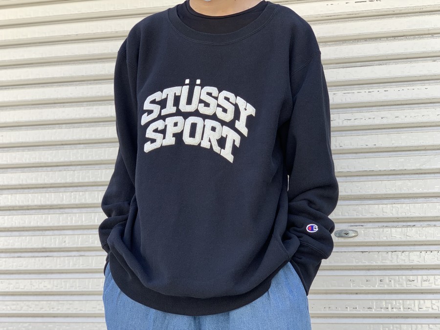 STUSSY × Champion パーカー M ブラック サガラ刺繍 リバース