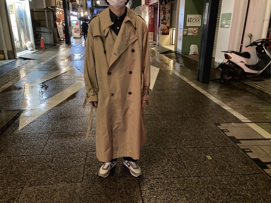 ナチュラルネイビー AURALEE FINX POLYESTER BIG TRENCH COAT | www