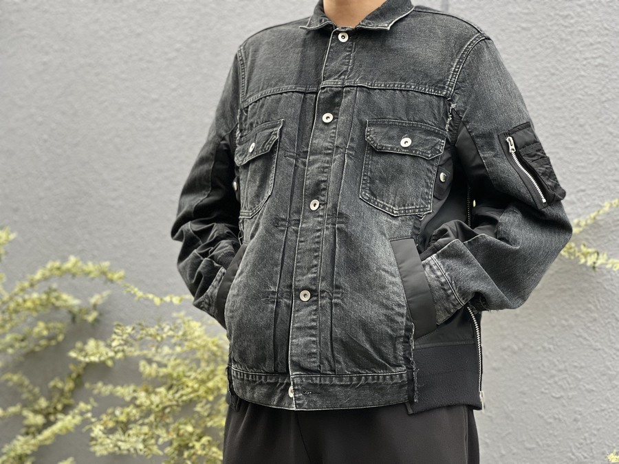 約46ｃｍsacai  Denim MA-1 jacket