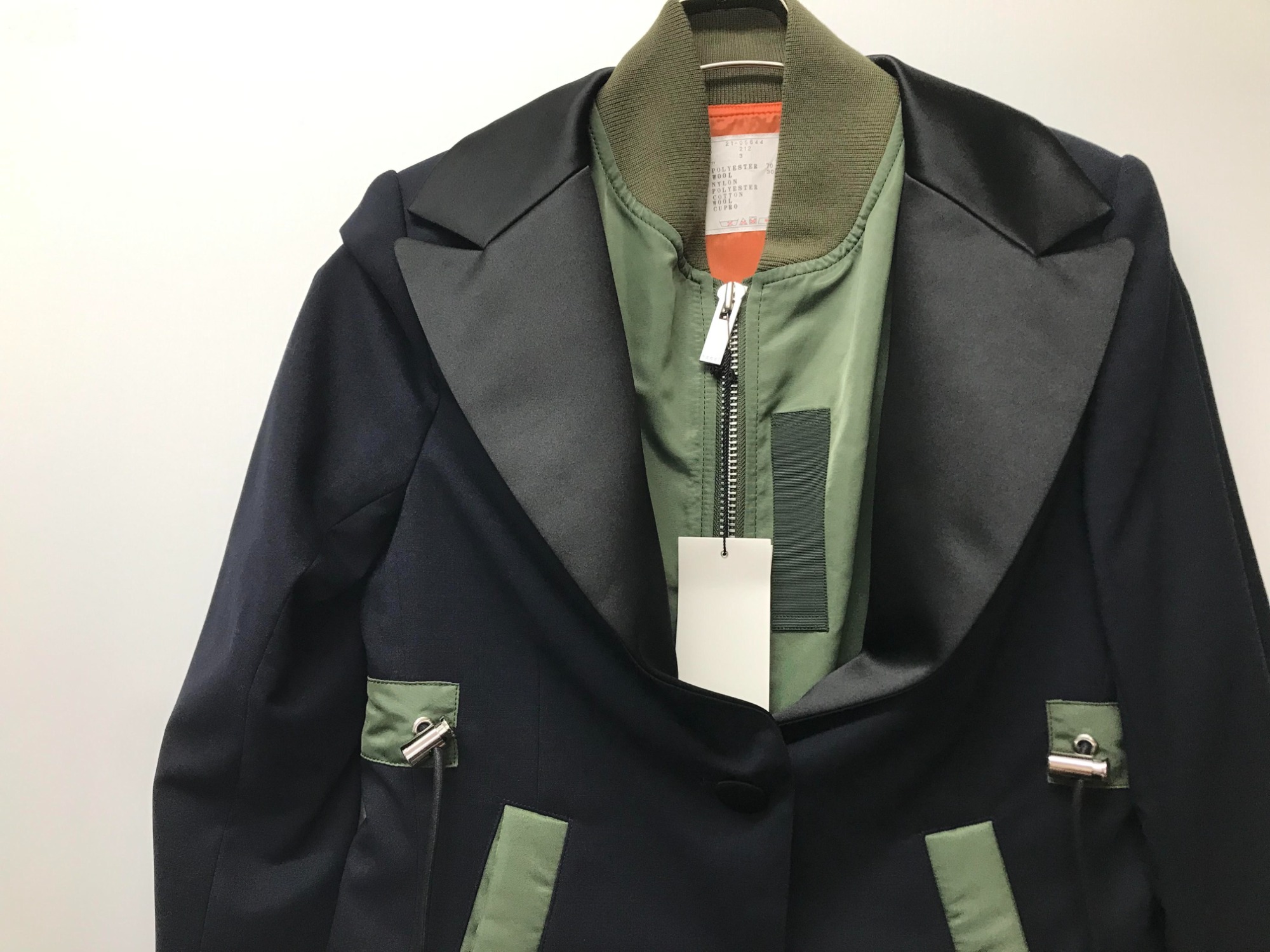 【極美品☆希少】sacai サカイ スーツミックス 異素材切り替えジャケット S 2023AW☆sacai スーツミックスベスト ジャケット SuitingMixVest