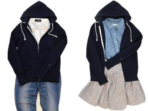 トップスのジップパーカー