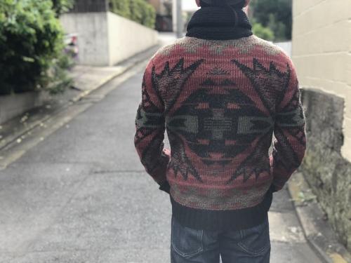 ダブルアールエルのネイティブショールカラーニットカーディガン