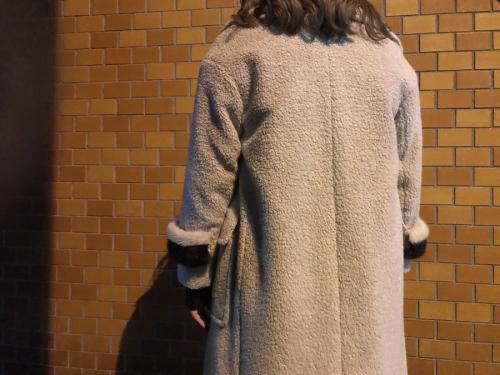 ミンクファー付ボアチェスターコートのレディース