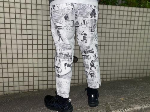 コムデギャルソンシャツの総柄ペイントパンツ