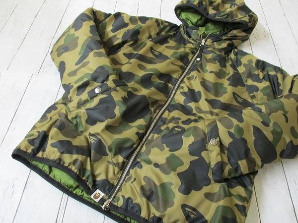 BAPE リバーシブル ダウンジャケット【APE ベイプ エイプ 迷彩 カモ】