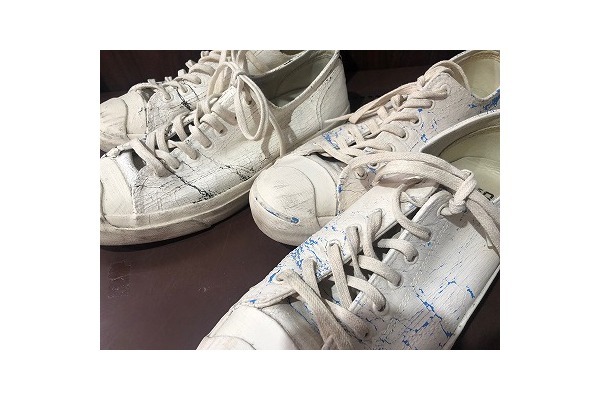 マルタンマルジェラ1 ×コンバース CONVERSE  141957C ペンキ加工ハイカットレザースニーカー メンズ 26.5cm