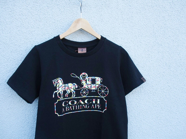 希少 BAPE x COACH REXY Tシャツ L ネイビー エイプ コーチ