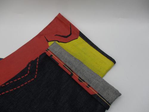 1937s復刻バナープリントデニムパンツのメンズ