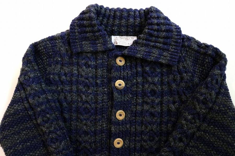インバーアラン 3A カーディガン ブラック 茶タグ INVERALLAN