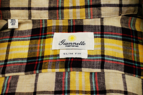 リネンシャツのチェックシャツ