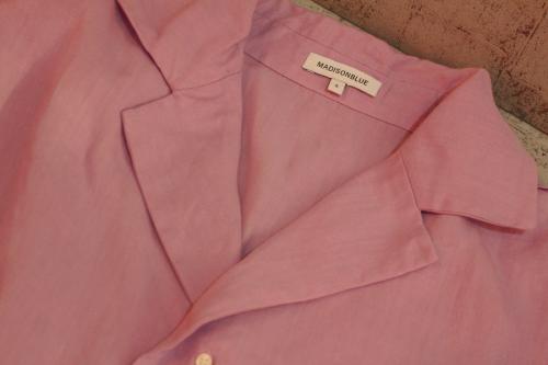 リネンオープンカラーシャツブラウスのレディース