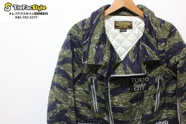 試着 ネイバーフッド × ヒステリックグラマー カモフラ ライダース ジャケット NEIGHBORHOOD