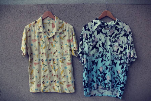 オープンカラーシャツのハーフパンツ