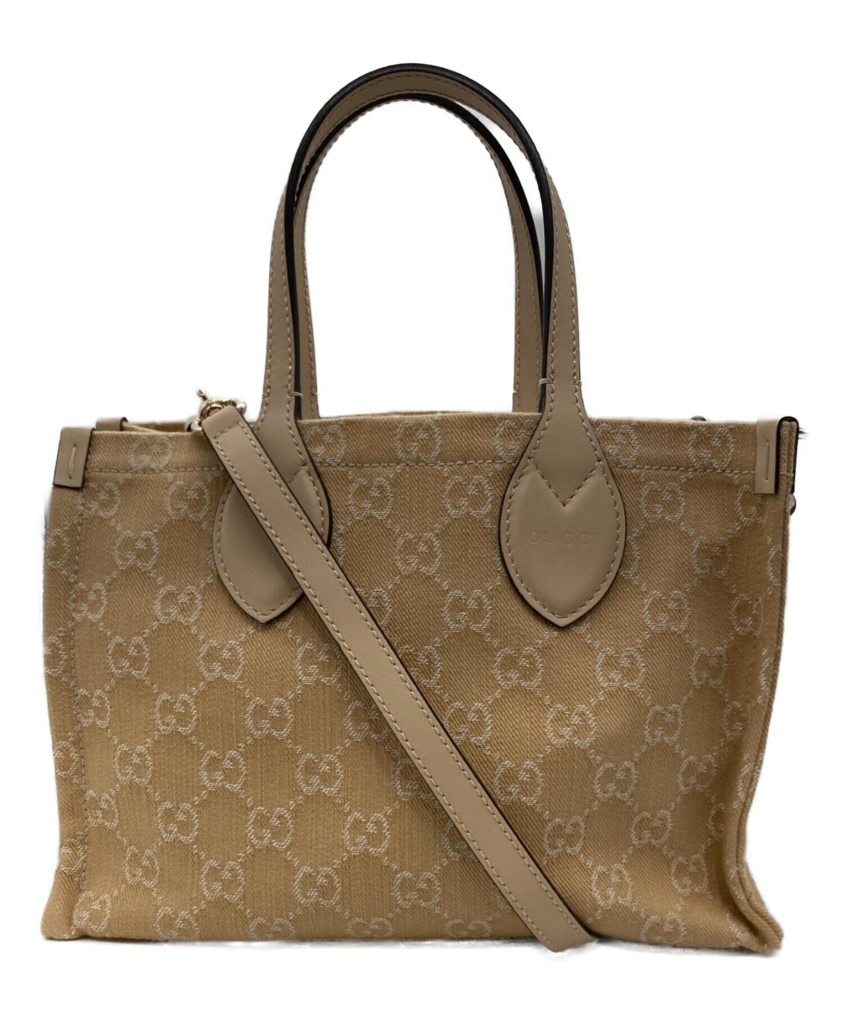 GUCCI GGキャンバス トートバッグ A4収納可 大容量 ブラウン