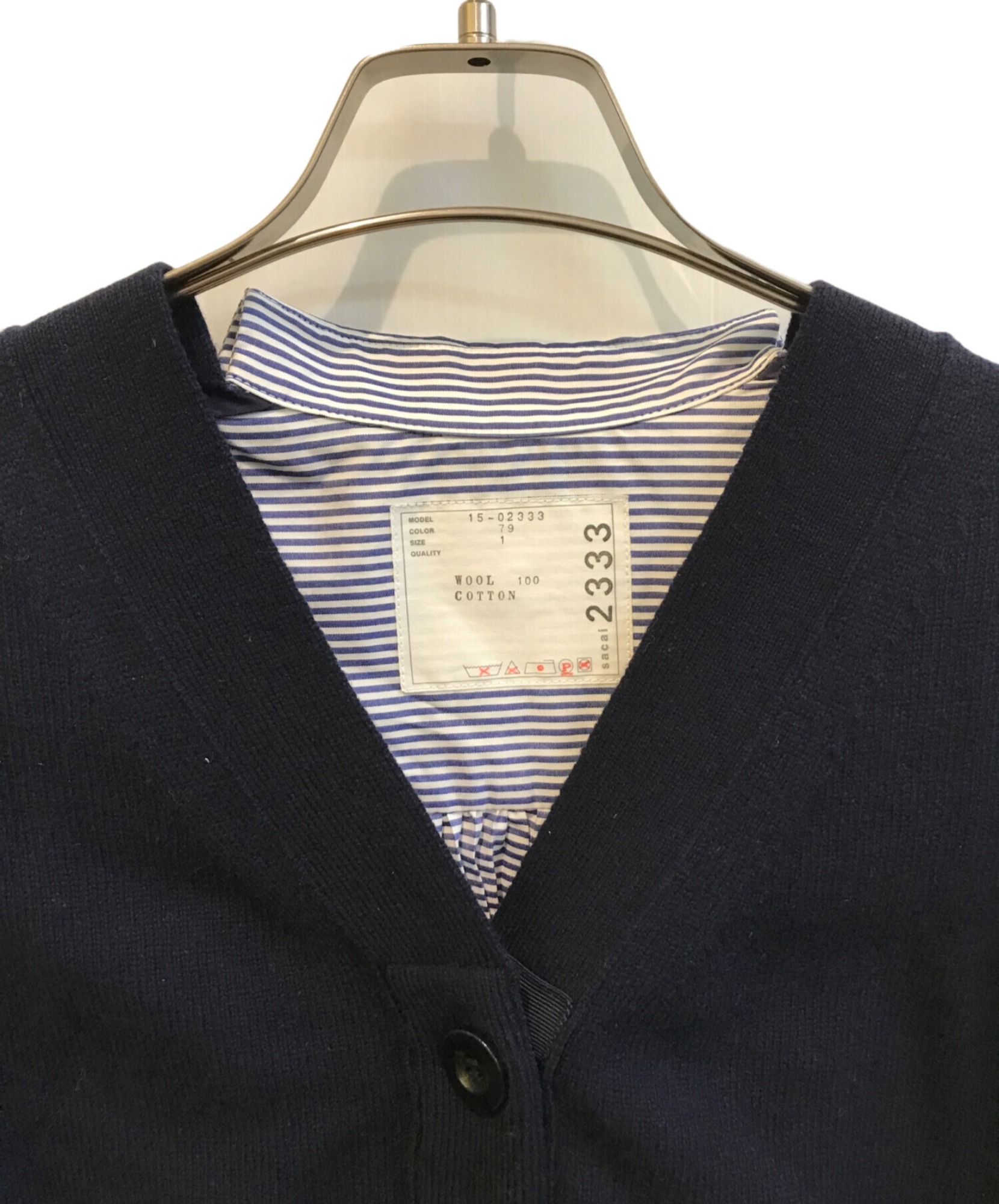 sacai / サカイ】バックプリーツデザインウール切替カーディガン | 360