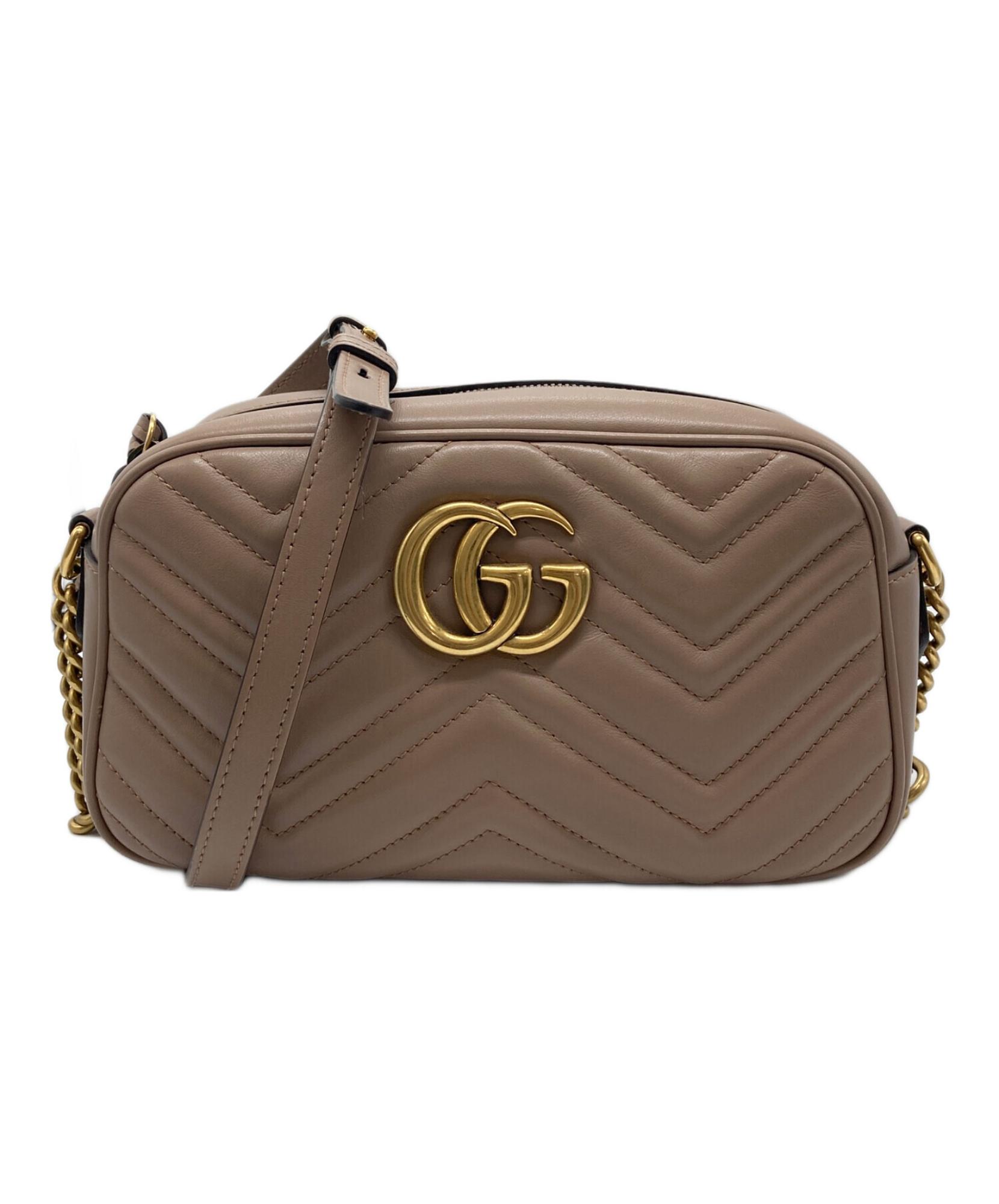 OLD グッチ ショルダーバッグ ブラウン　ggマーモント シマ 大人カジュアルの正解】GUCCI（グッチ）GGマーモントのショルダー