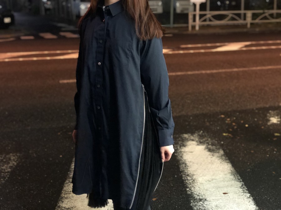 SACAI サカイ　サイドジッパー　シャツワンピース