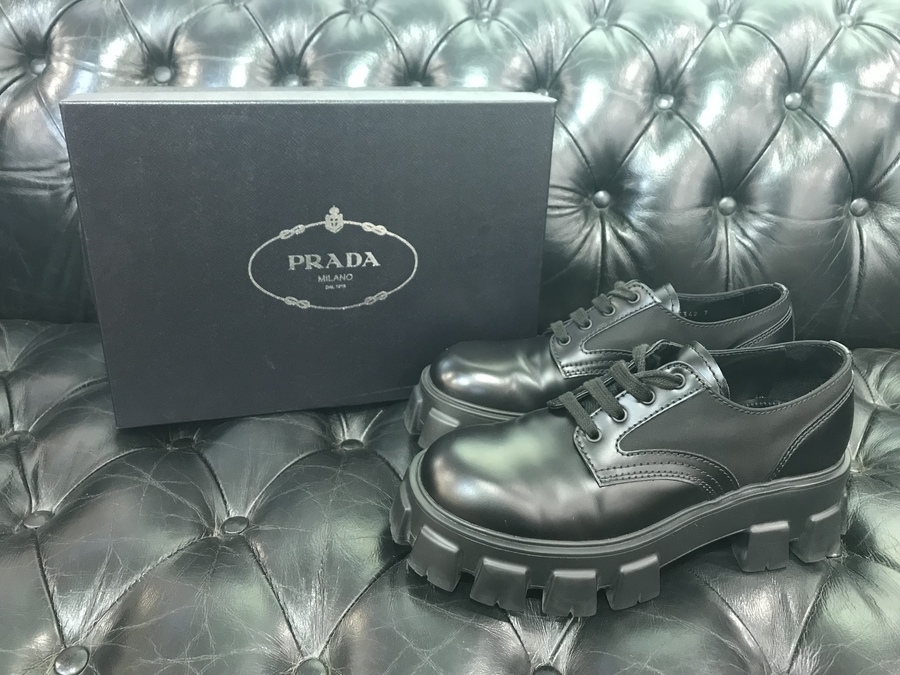 PRADA/プラダ】モノリス ブラッシュドレザーxナイロン レースアップ ...