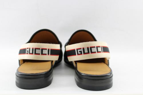 ホースビットのストライプスリングバックスリッパ