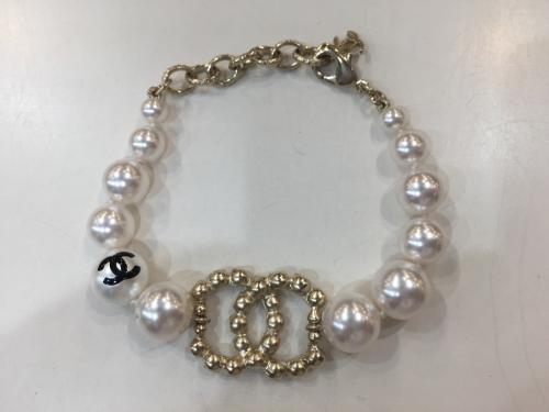 シャネルのフェイクパールココマークラインストーンブレスレット