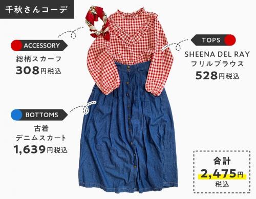 3色ショッピングの古着コーデ