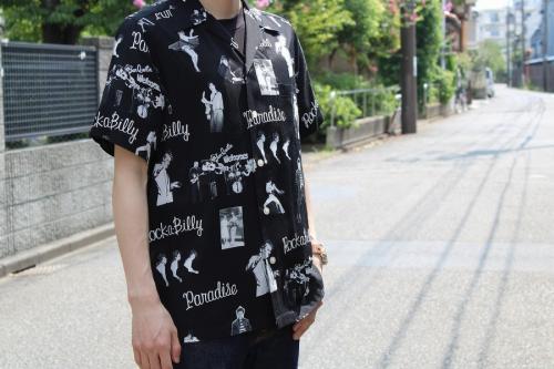 ワコマリアのハワイアンシャツ　ロカビリーフォトプリント　ROCKBILLY HAWAIIAN SHIRT