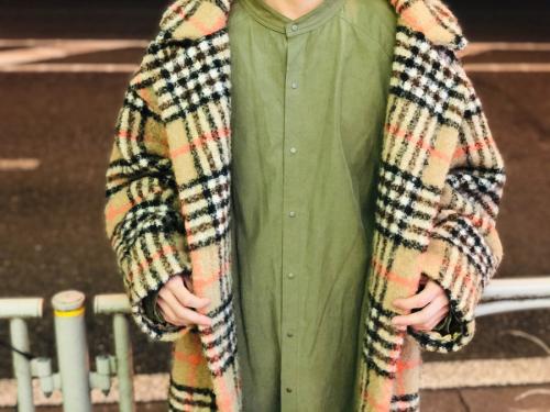 チェックコートのメンズ