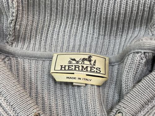 エルメスのゴートレザー切替ニットパーカー