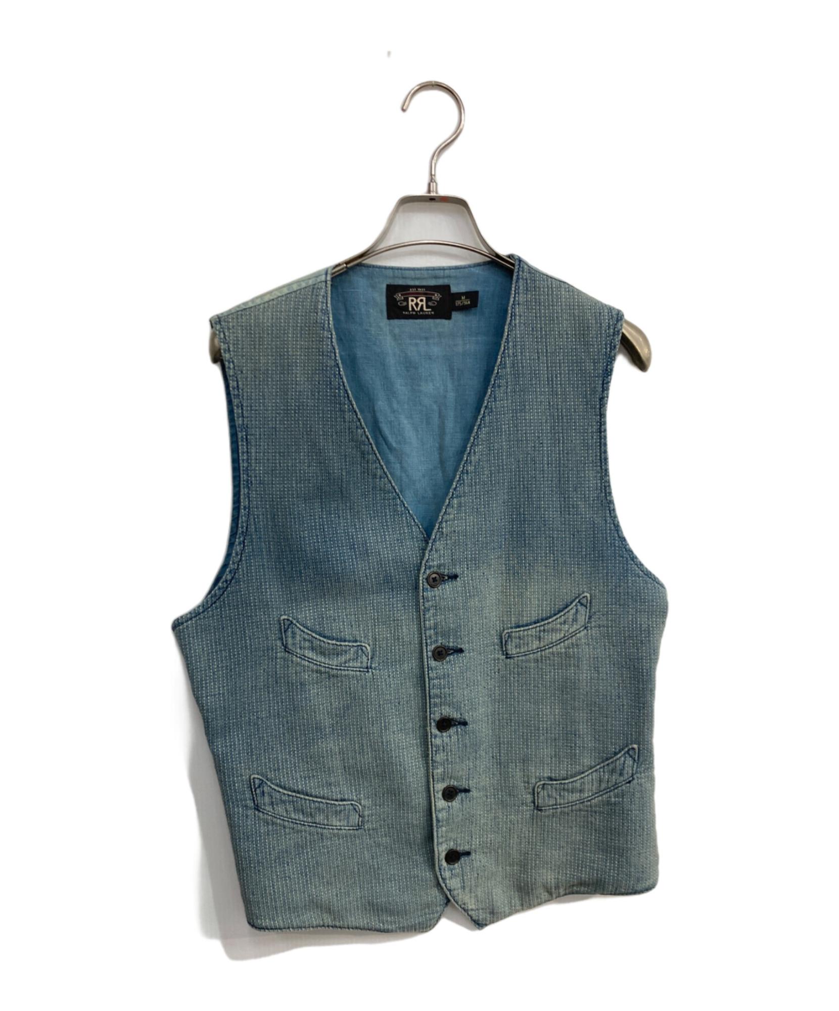 RRL ダブルアールエル INDIGO COTTON ノーカラー RRL / ダブルアールエル】Abrams Indigo Cotton Vest | 時を刻む
