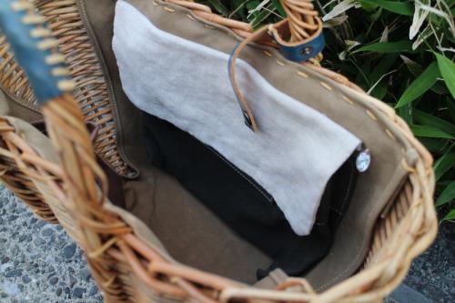 リネン被せカゴバッグのレディース