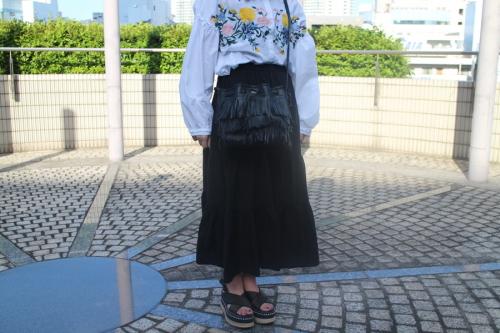 ポロラルフローレンのフリンジレザー巾着ショルダーバッグ