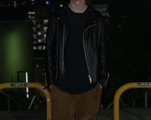 カンサンラムレザーライダースジャケットのメンズ