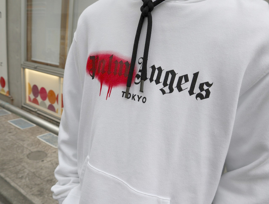 【極美品】Palm Angels スプレーロゴ プルオーバーパーカー XSサイズ