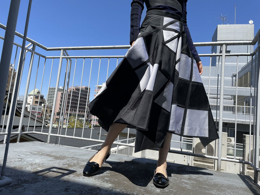 ISSEY MIYAKE グラフィックスカート イッセイミヤケISSEY MIYAKE グラフィックボーダープリント