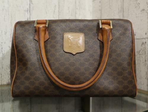本物 CELINE ハンドバッグ CE00/12 マカダム柄 ミニボストン 筒型