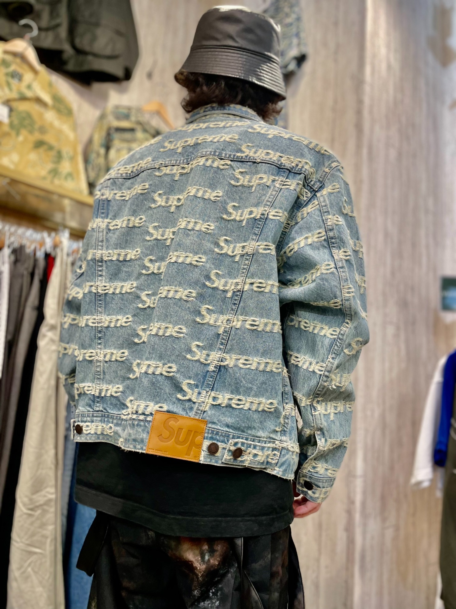 Supreme Frayed Logos Denim Trucker Jacket