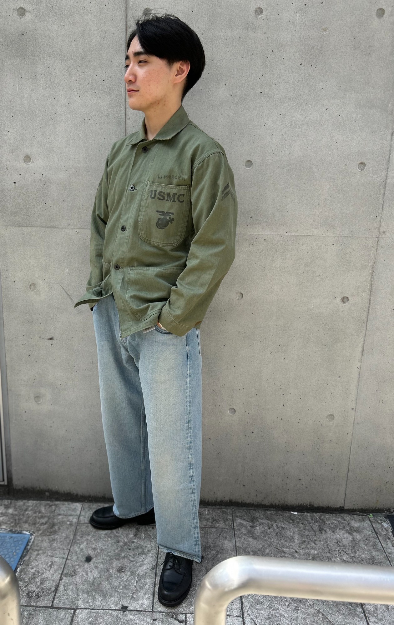 個人装備 p47hbt 40s USMC P-47 HBT Jacket (Stone Wash) Dark Olive – TIME