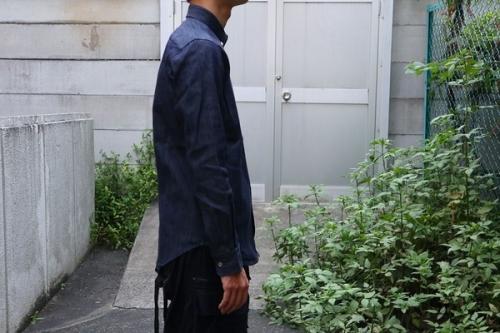 ジョンローレンスサリバンのRIGID DENIM BUTTON DOWN SHIRT
