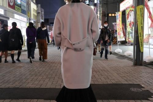 ラムビーバーベルト付Vネックコートのレディース